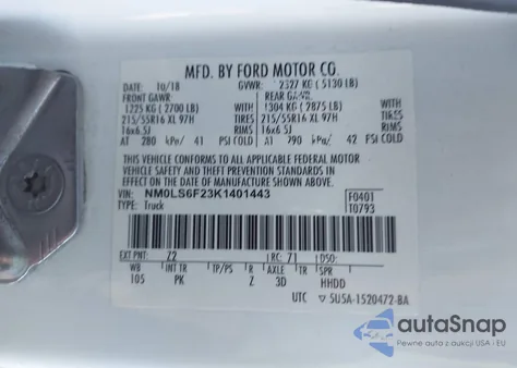 2019 Ford Transit Connect Xlt z USA, uszkodzony, nr VIN NM0LS6F23K1401443